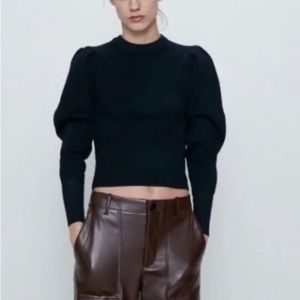 ZARA puff sleeve soft stretch sweater small